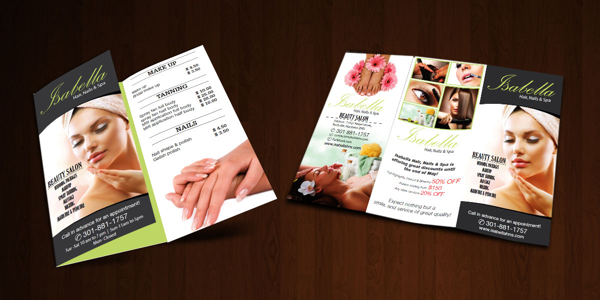 Brochure design for a full Hair Salon