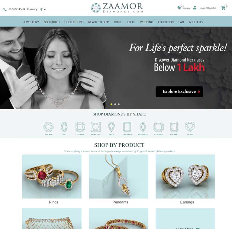 Zaamor Diamonds - Jewellery Ecommerce 
